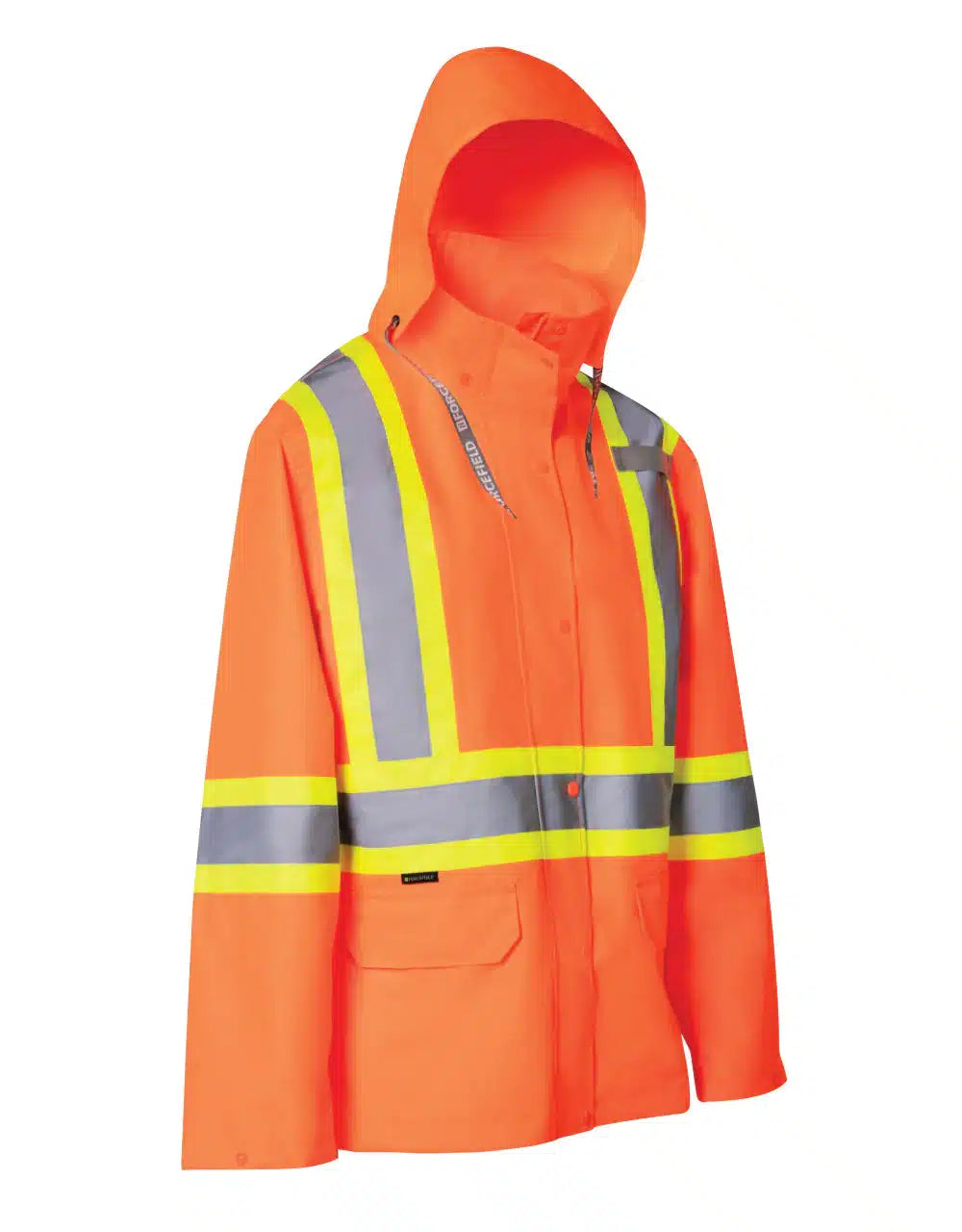 Image of Women's Hi Vis Safety Rain Jacket with Snap-Off Hood